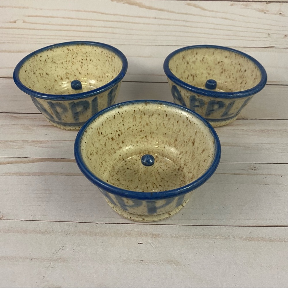 Apple Baker Studio Art Pottery 3 pc Lot Signed Speckled